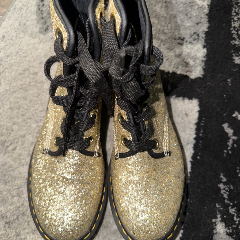 Dr. Martens Gold Glitter Lace-Up Women's Boots